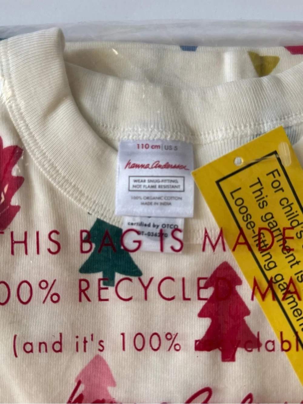 Hanna Andersson Holiday Pajama Set for Kids 4T or 5T